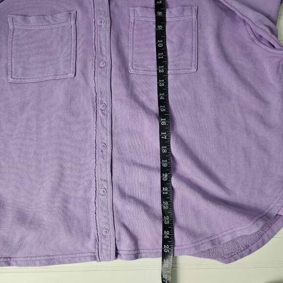 Aerie Lumber Jane Women's Oversized Distressed Shacket Top Lilac Purple Size S - Picture 13 of 14